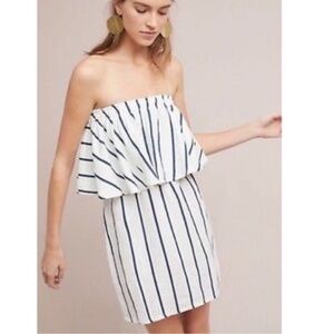 Faithfull the brand striped linen strapless dress size Small